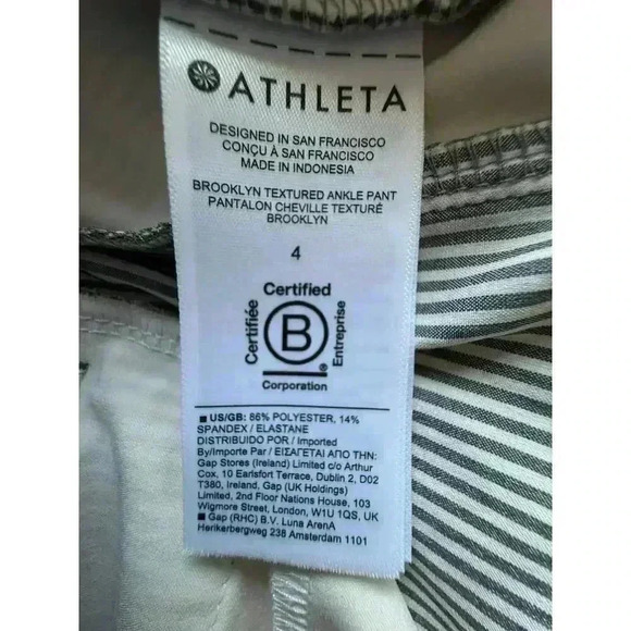 Athleta Womens Brooklyn Textured Ankle Pant Size 2 Gray/White Striped - Picture 8 of 8